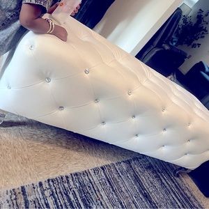 Faux leather glam bench